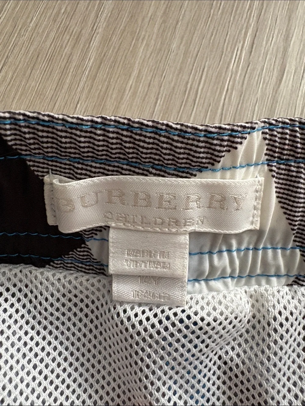 Burberry Blue Plaid Kids Swim Trunks